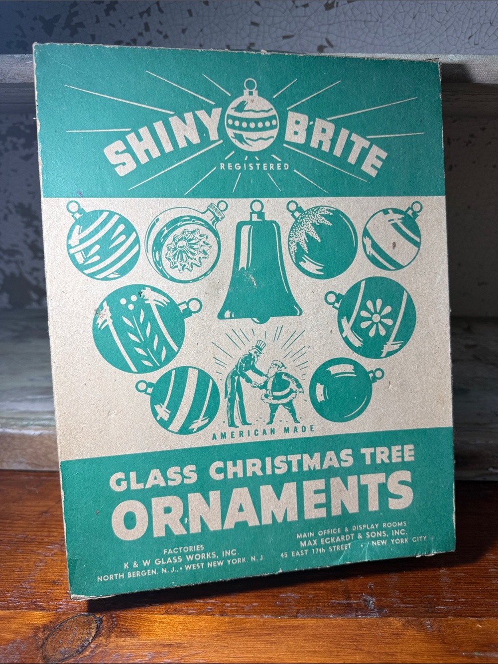 🎄 Original Shiny Brite 1 Dozen Glass Christmas Tree Ornaments Box ONLY